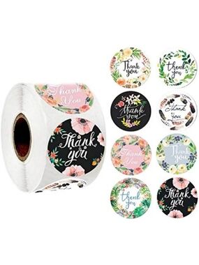 Floral "Thank You" Sticker Roll